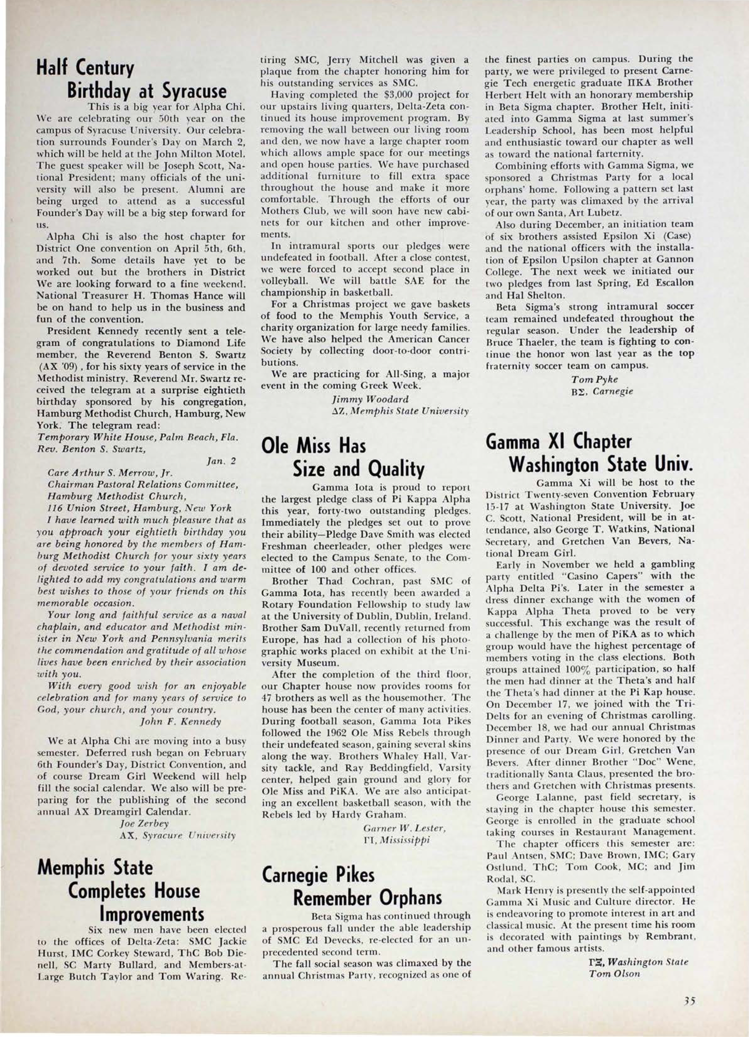 Gamma Xi Chapter Washington State Univ.